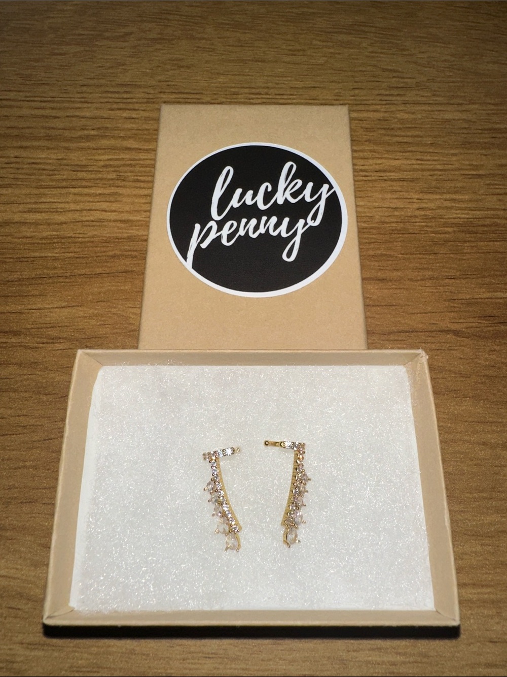 Gold Crystal Ear Climbers (ear cuffs)